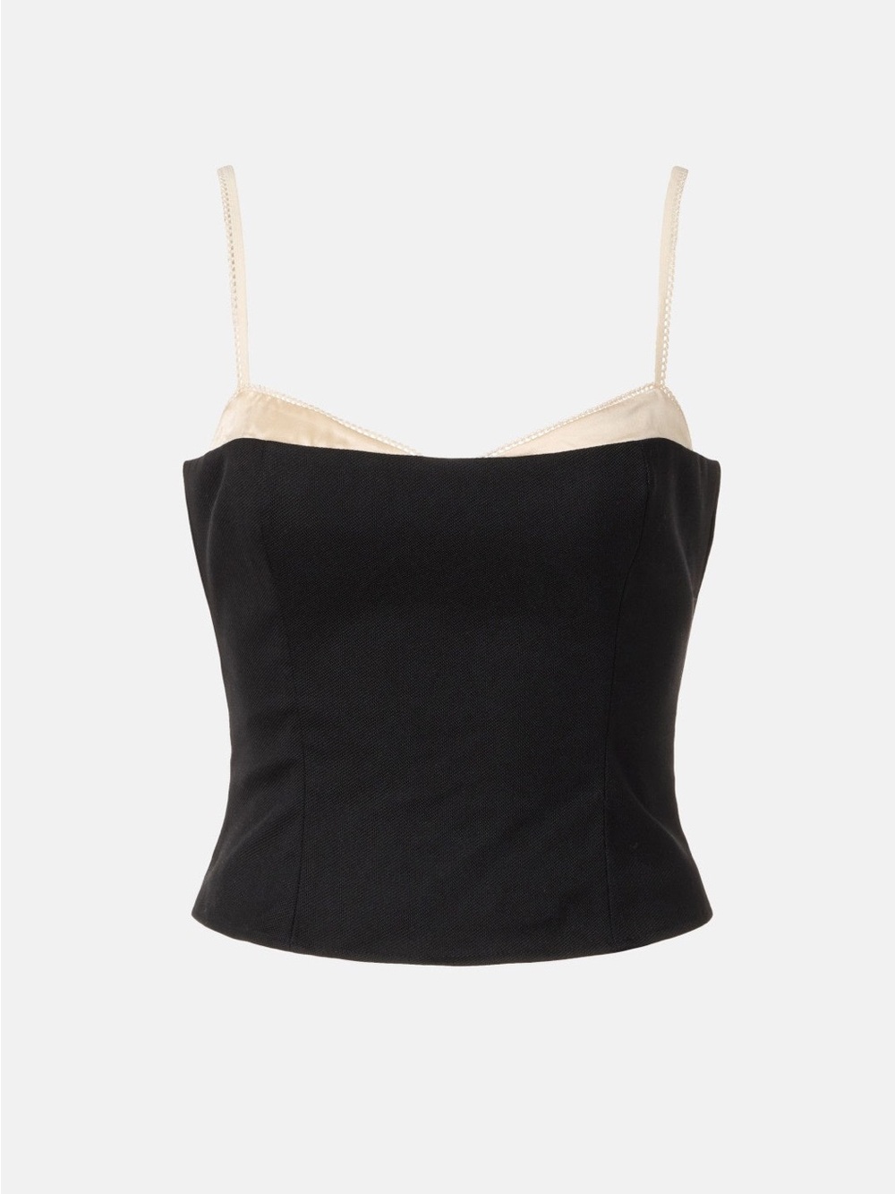Black and Cream Spaghetti-Strap Bustier Camisole